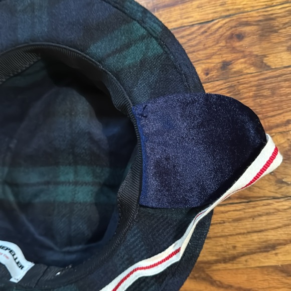 MAN REPELLER Thinking Cap Tartan Plaid Wool Hat Velvet Ear Covers Chin Tie - Picture 8 of 12